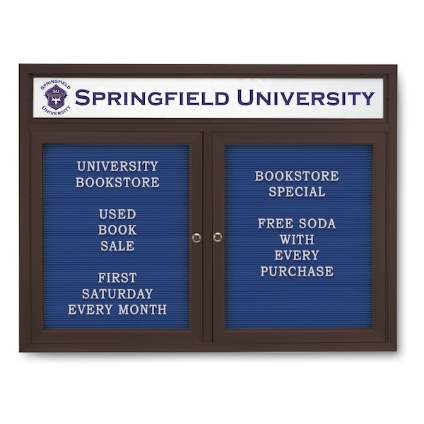 Indoor Enclosed Combo Board, 42"x32", Bronze Frame/Black & Cobalt